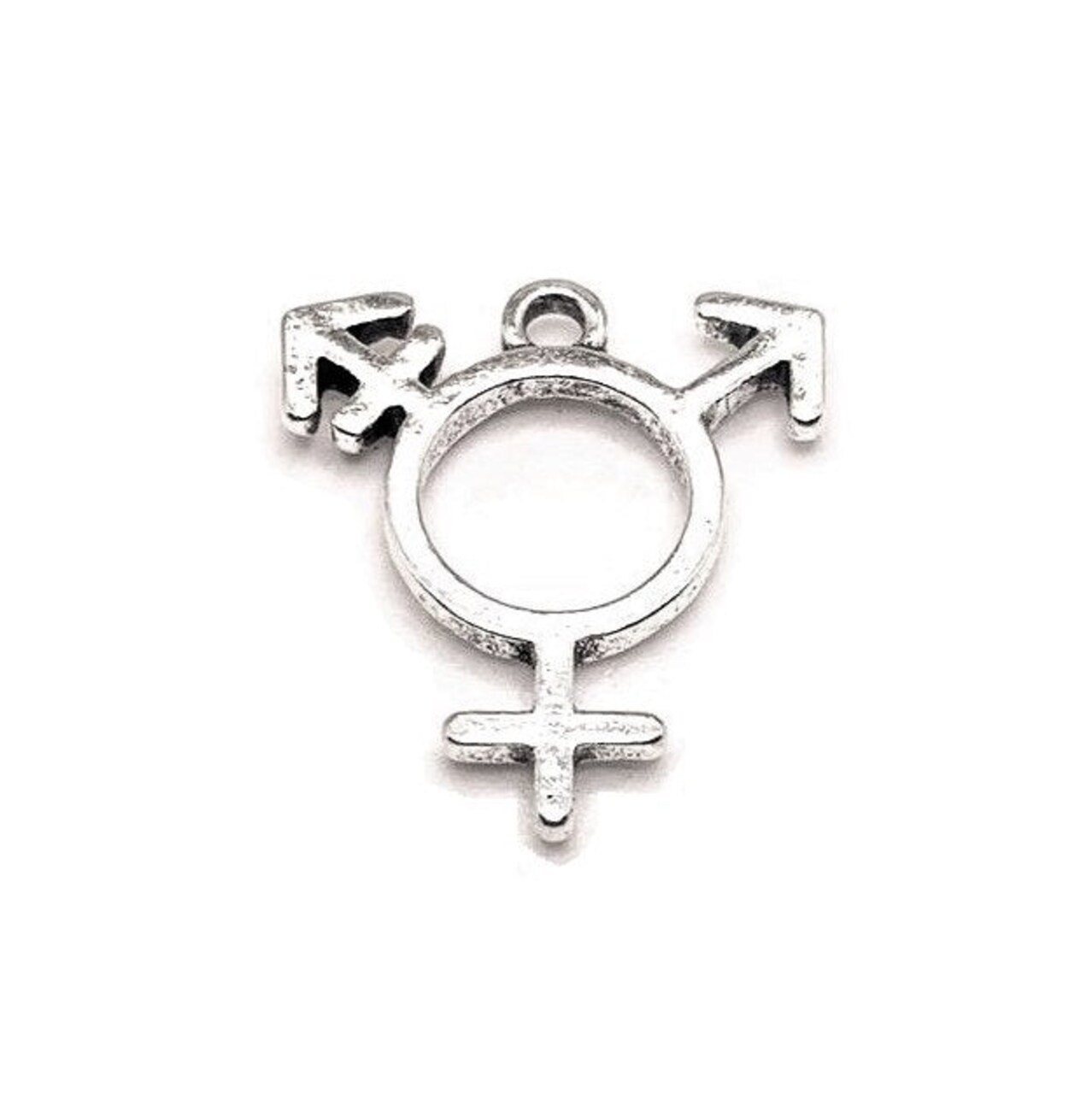 1, 4, 20 or 50 Pieces: Antique Silver Transgender Pride Symbol Pendant Charm, LGBTQIA+, Rainbow Pride